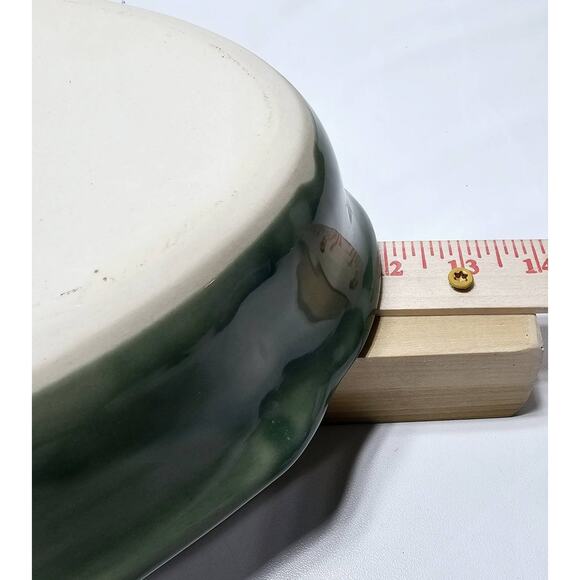 KENT FOLLETTE Pottery Oval Casserole/Serving Dish Cranberry/Green EUC - Picture 7 of 10